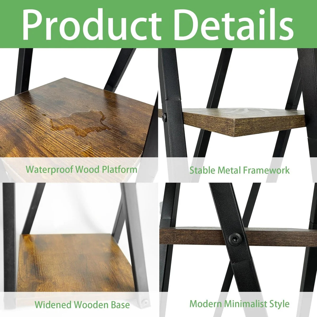 3 Tier Metal Wood Plant Stands for Indoor Plants Multiple, Tiered Potted Plant Shelf Corner Flower Stand
