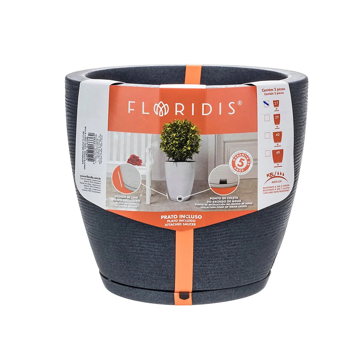 Floridis Amsterdan Extra Small Planter Bowl - 11.02 inches high x 12.6 inch diameter