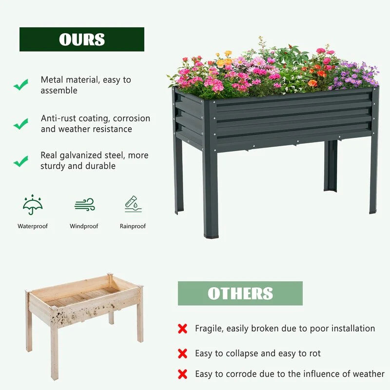 Raised Garden Bed with Legs, Standing Planter Box Growing Herb Bed
