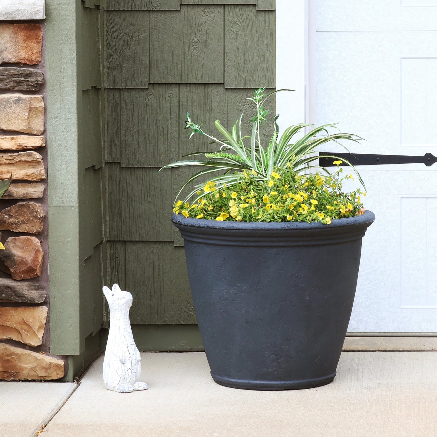 Sunnydaze Anjelica Outdoor Flower Pot Planter - Slate Finish - 24-Inch
