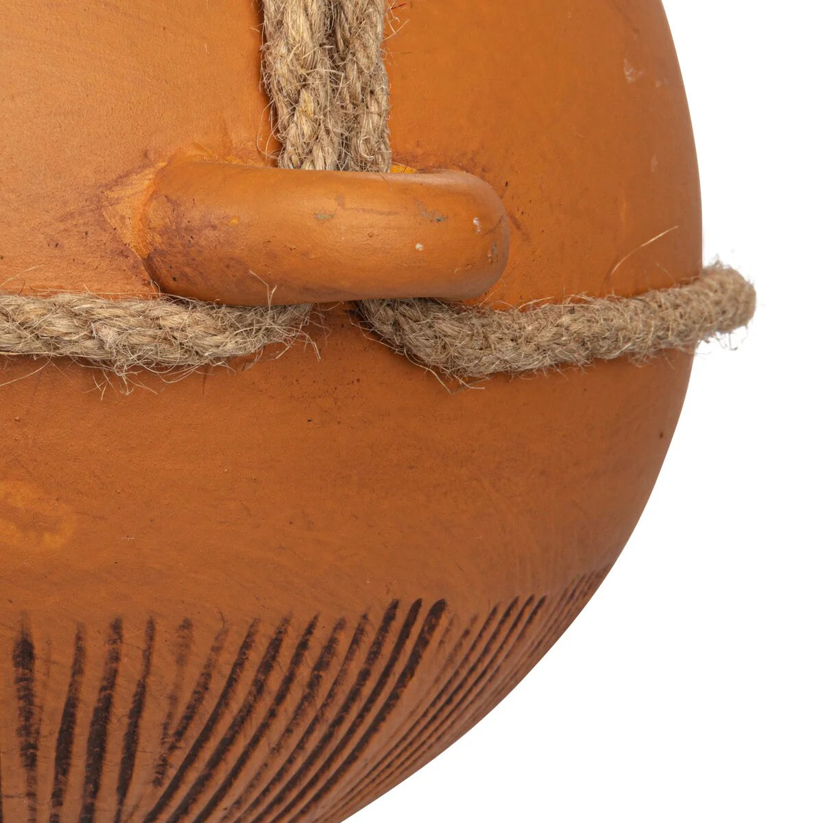 Hanging Stoneware Planter with Cotton Hanger - 9.7"L x 9.7"W x 5.1"H