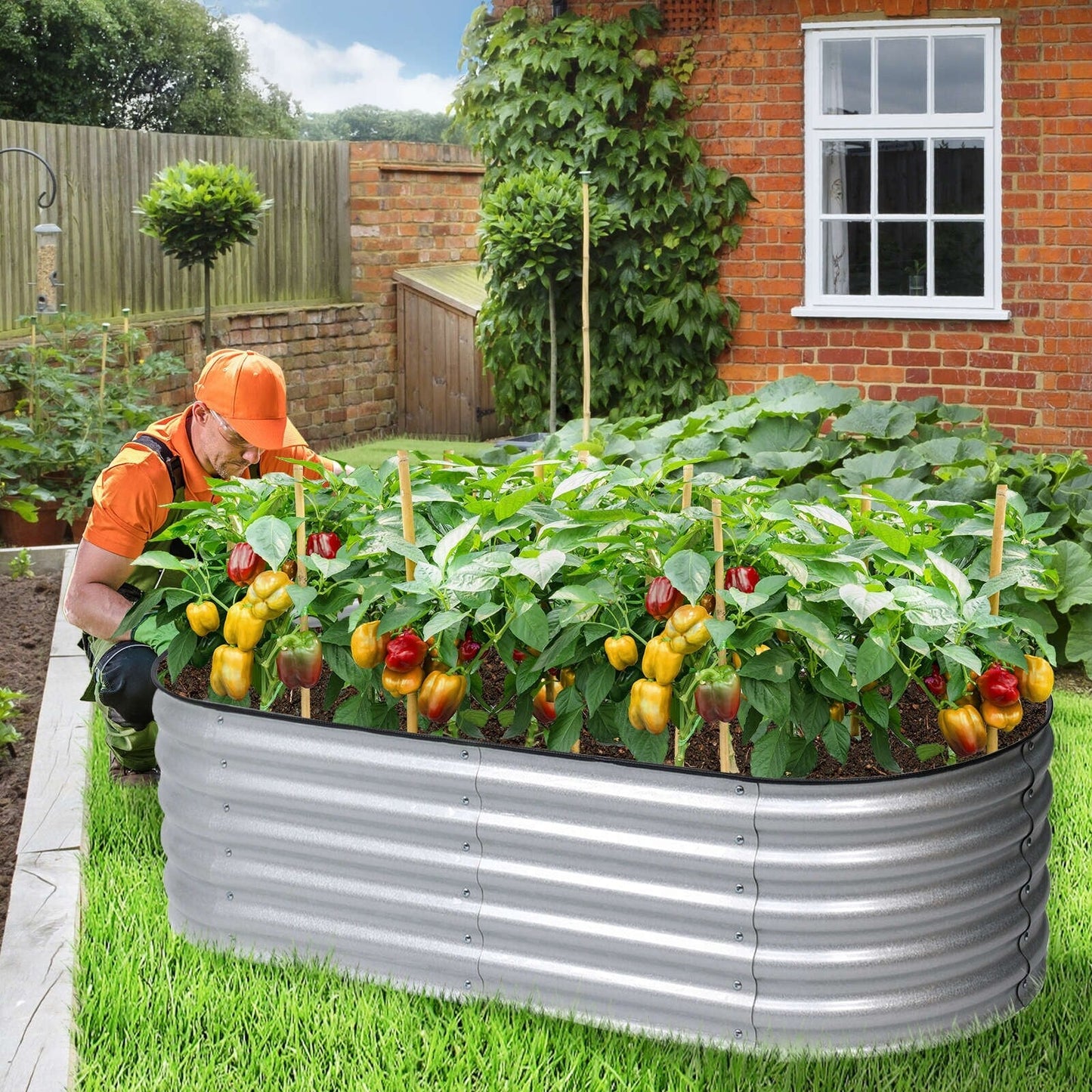 Aoodor 4 in 1 Modular Aluzinc Metal Raised Garden Bed - Outdoor Garden Planter Box for Vegetable, Flower, Herb - N/A