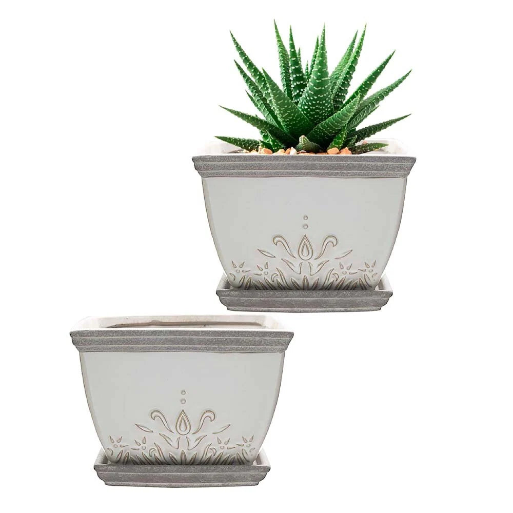 Southern Patio Brentwood Ceramic Indoor Pot Planter, 2-Pack - 8.5" W (2-Pack)