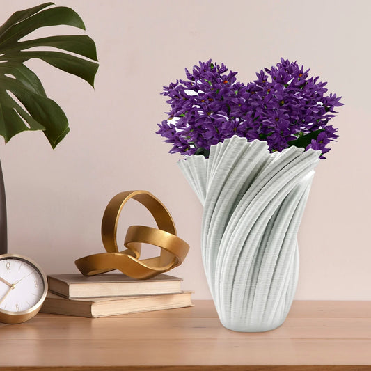 11 Inch Tall White Ceramic Vase