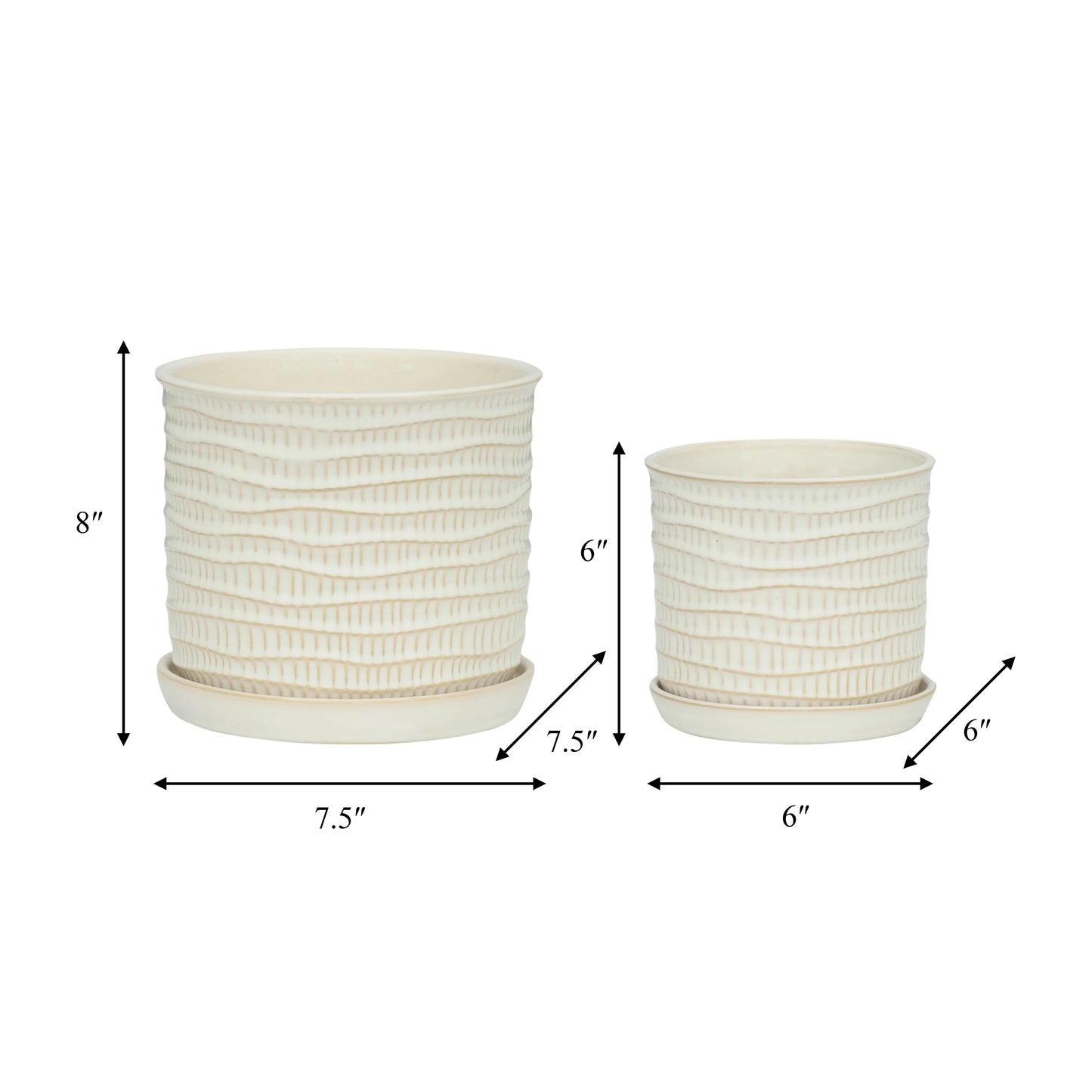 Sagebrook Home Modern Indoor or Outdoor Ceramic Planter Set of 2