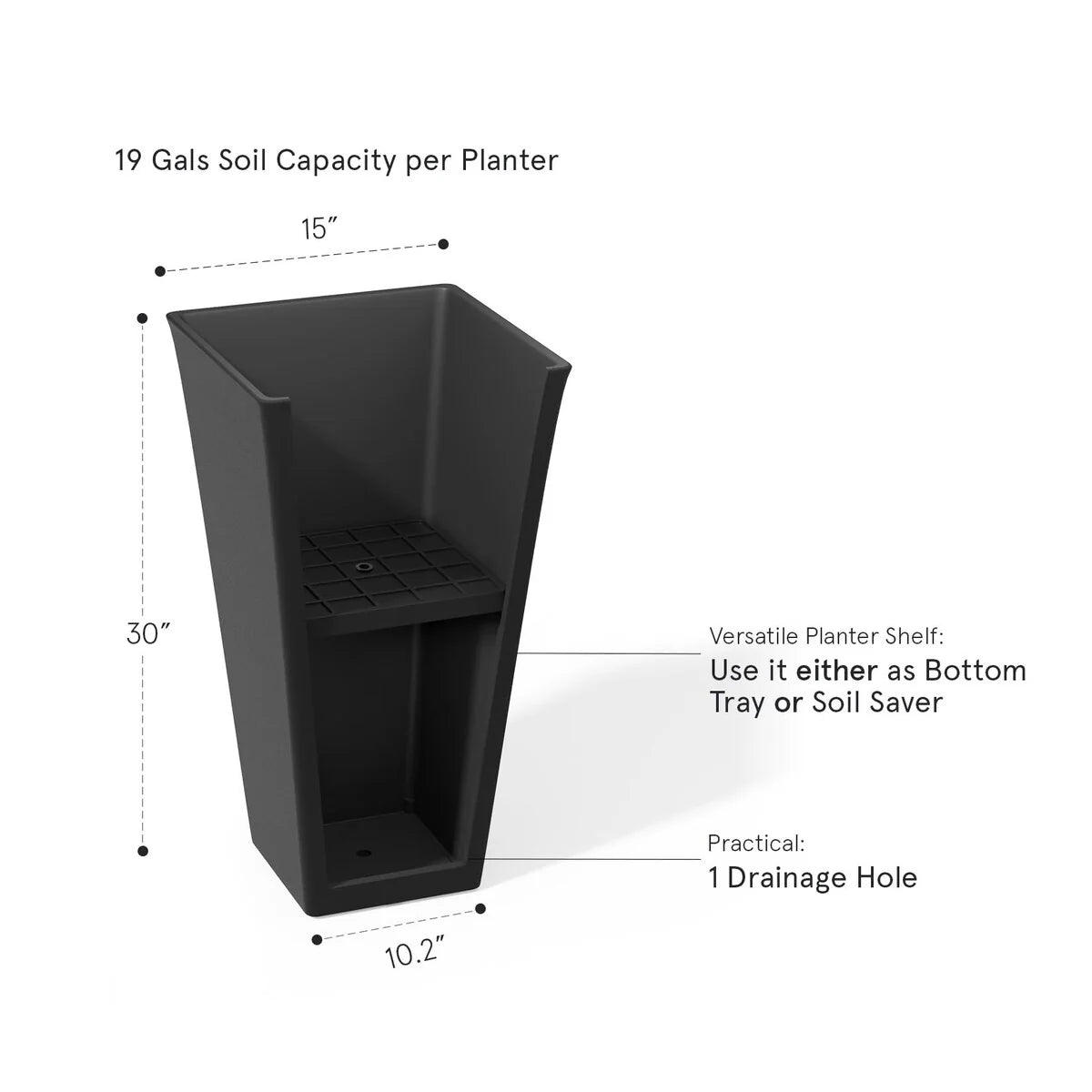 30 inch Tall Planters Set of 2, Indoor/Outdoor Rectanglar Large Planters,V Shaped Taper Planters for Front Door