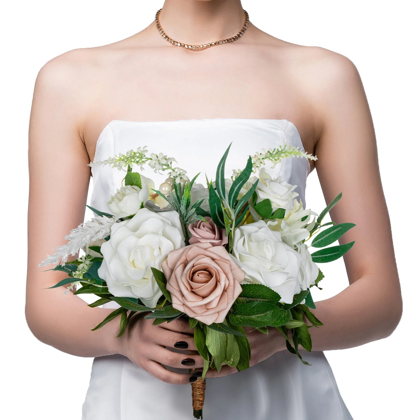 11 Inch Wedding Bouquet, Boho Bridesmaid Bouquet, Real Touch Bridal Bouquet, Floral Arrangement for Wedding