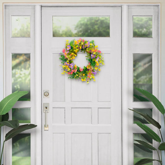 Puleo International 24" Artificial Daisy Floral Spring Door Wreath, Multicolor