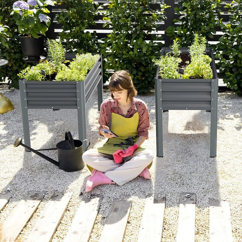 Raised Garden Bed with Legs, Standing Planter Box Growing Herb Bed