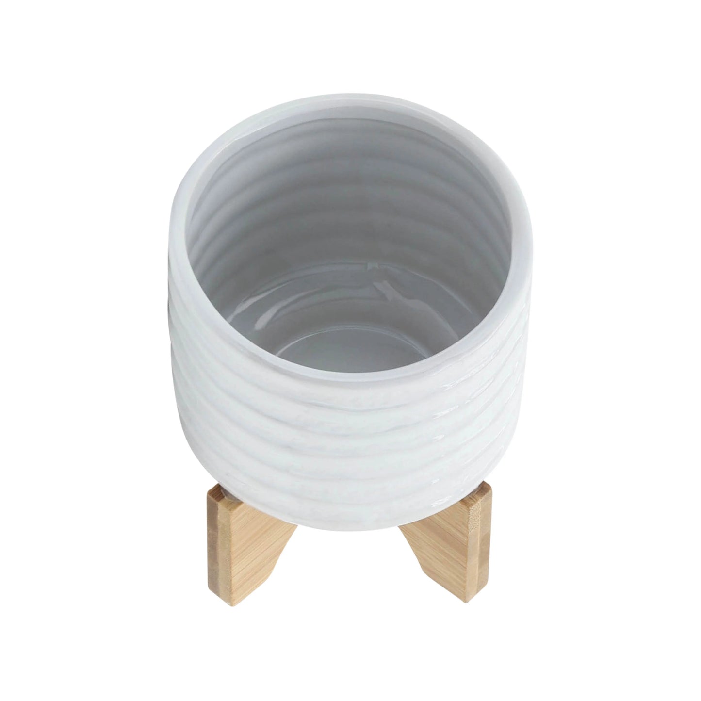 Sagebrook Home Modern Textured Ceramic Planter with Stand Indoor Outdoor