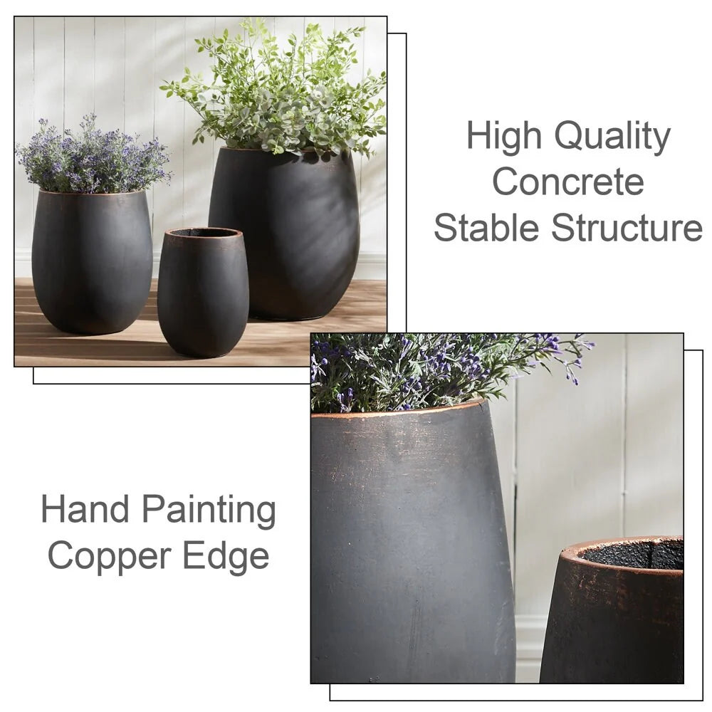 Weathered Concrete Tall Planter - Set of 3