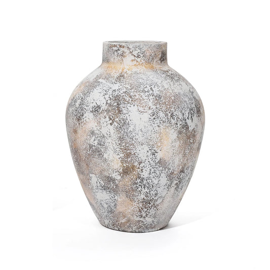 Marbled White Tall Round Stoneware Vase (Single)