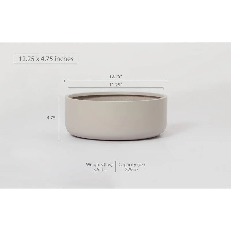 Indoor/Outdoor Large Nordic Minimalist Fiberstone Lightweight Round Bowl Planter Pot - 16, 12 inch Matte Finish