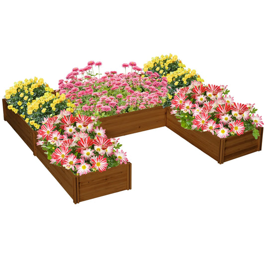 Outsunny 7.5x7.5ft DIY Raised Garden Bed, Set of 5 Large Wooden Box Planters for Outdoor Plants