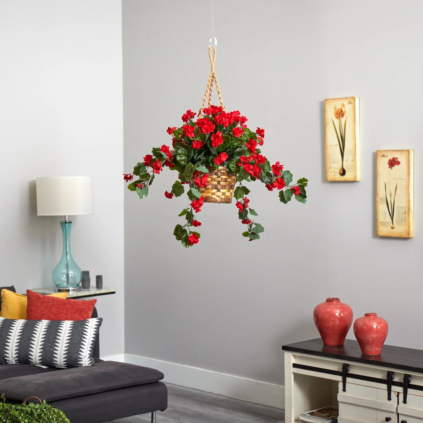 Geranium Hanging Basket - Red