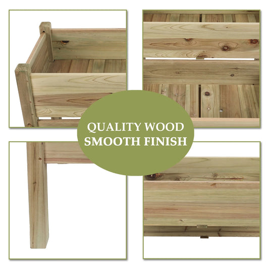 Brown Natural Wood 2-tier Raised Garden Bed Planter