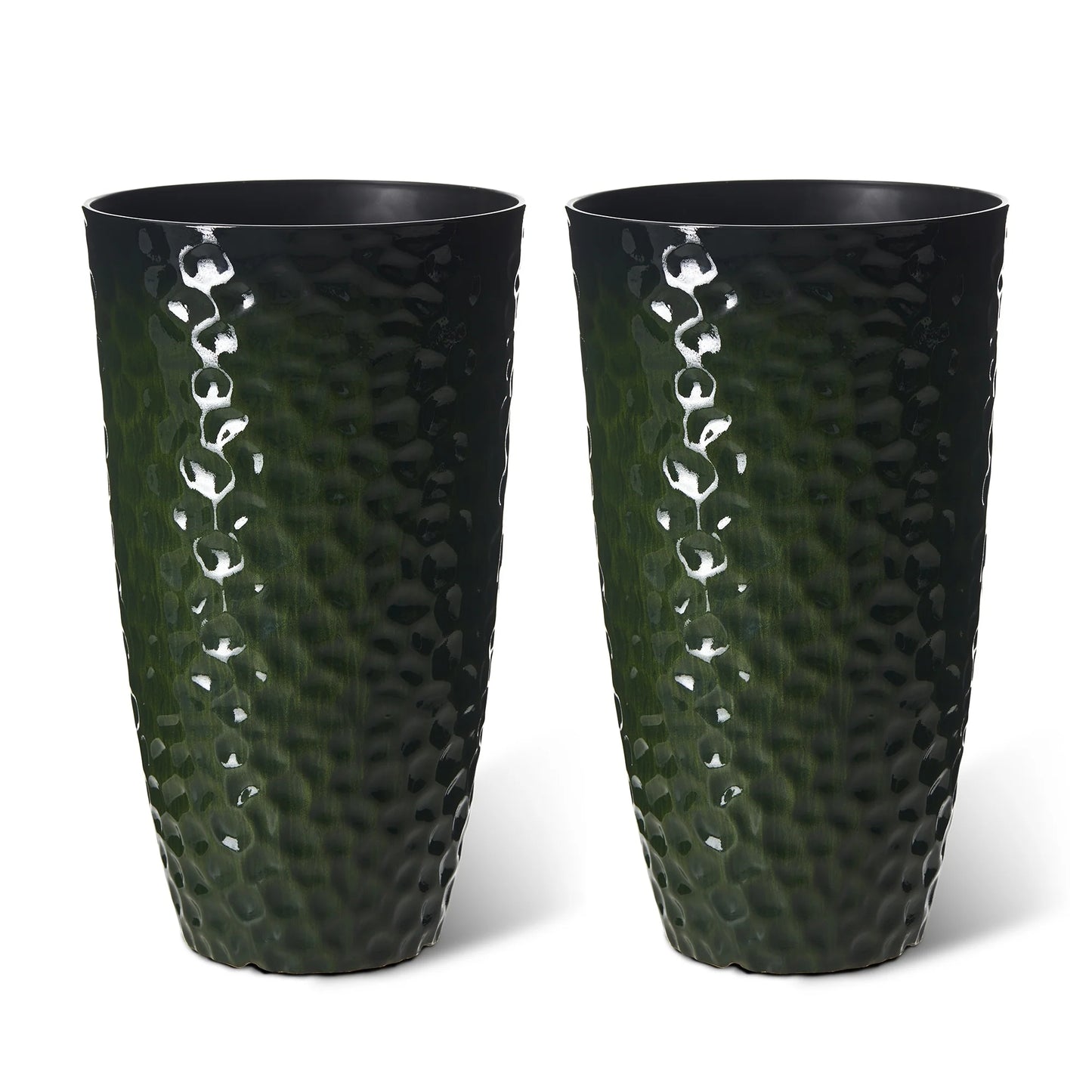 Glitzhome 23.75"H Set of 2 Oversized Eco-Friendly PP and Stone Honeycomb Textured Blue/Green/Red Tall Plastic Planter