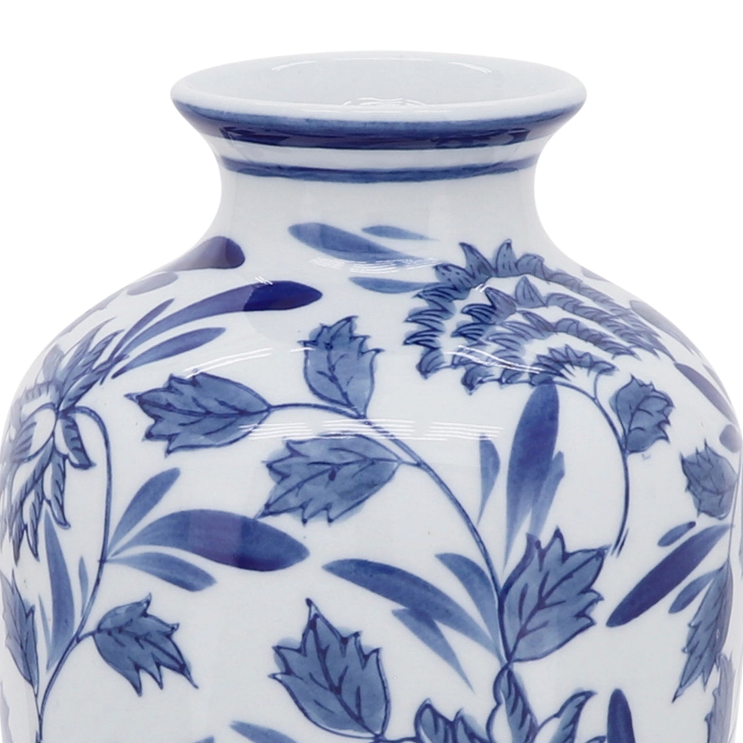 Sagebrook Home 13" Ceramic Vase Contemporary Blue and White Chinoiserie Design Floral Vase