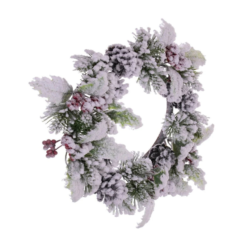 Vickerman 12" Artificial Frosted Berry, Pinecone, and Pine Wreath