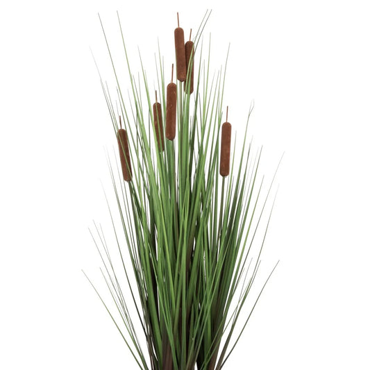 Vickerman 36" Artificial Potted Green Straight Gras and Cattails.