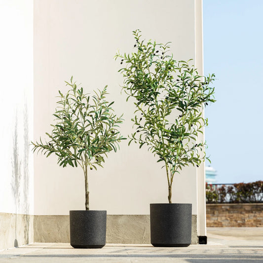 Glitzhome Real Touch Olive Artificial Tree With Black Pot