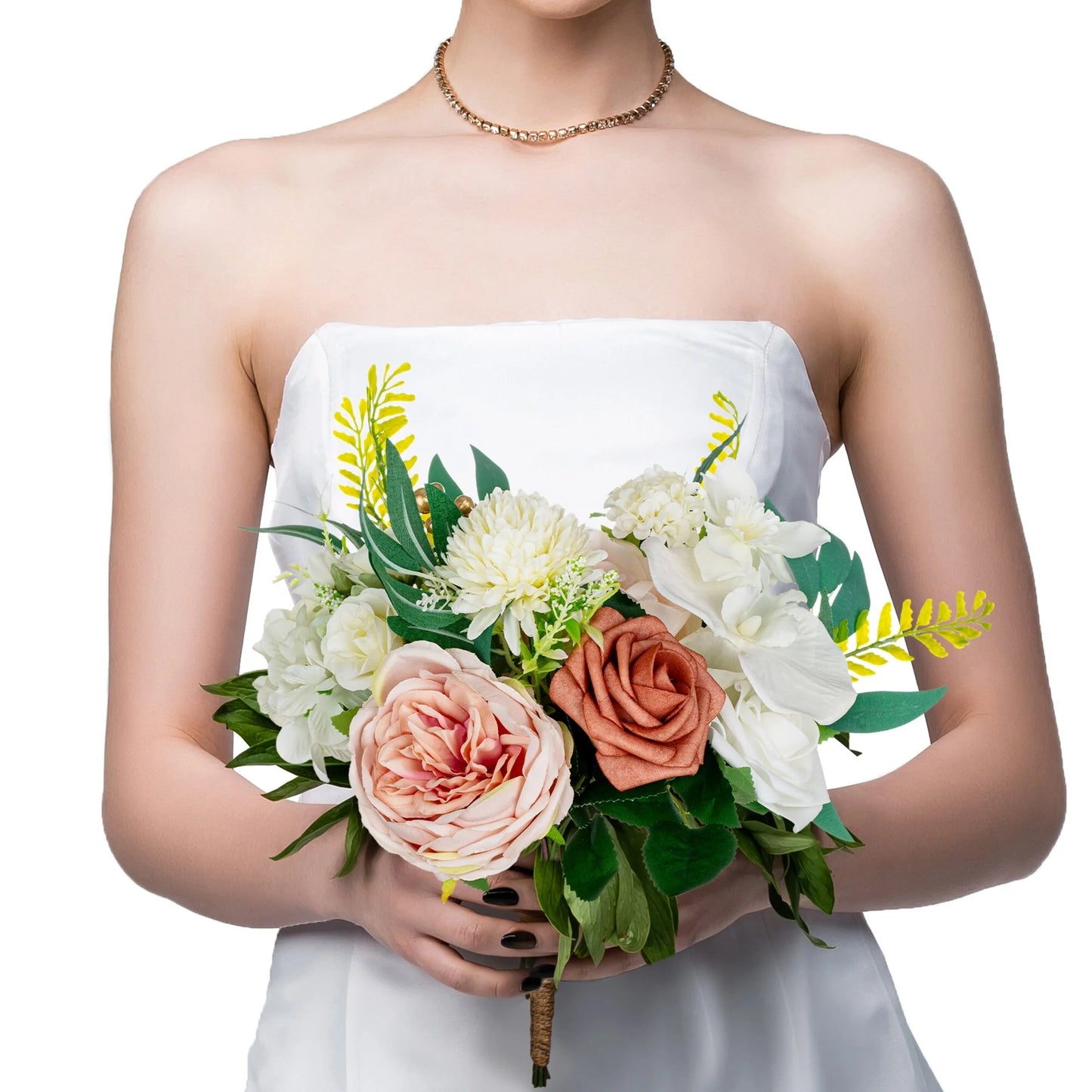 11 Inch Wedding Bouquet, Boho Bridesmaid Bouquet, Real Touch Bridal Bouquet, Floral Arrangement for Wedding