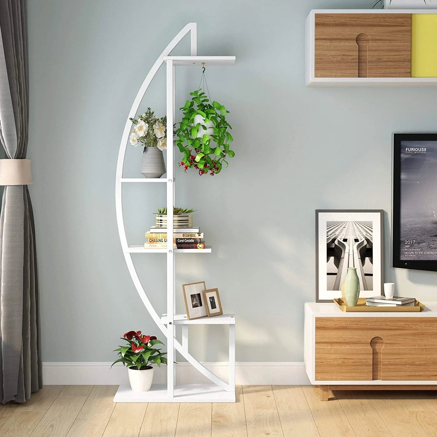 Metal/ MDF 5-tier Curved Plant Stand (Set of 2)