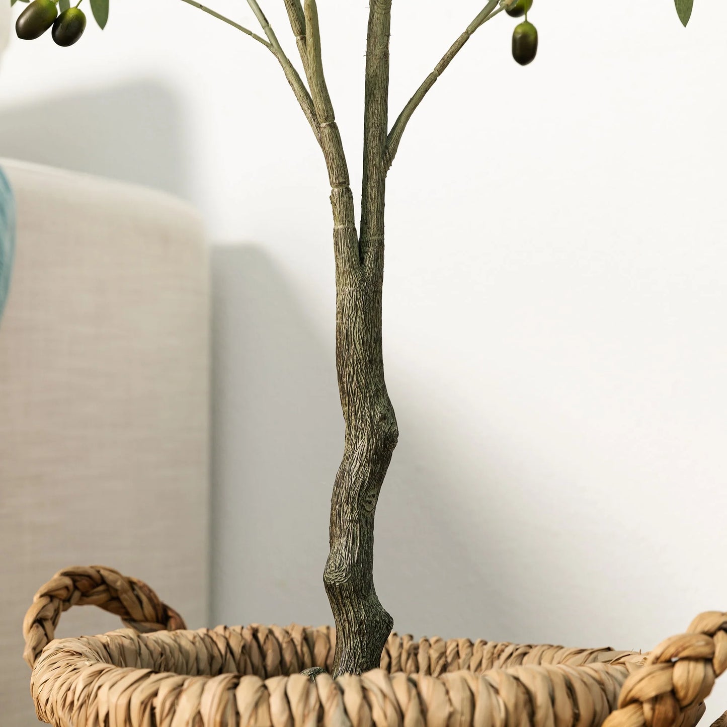Glitzhome Real Touch Olive Artificial Tree With Black Pot