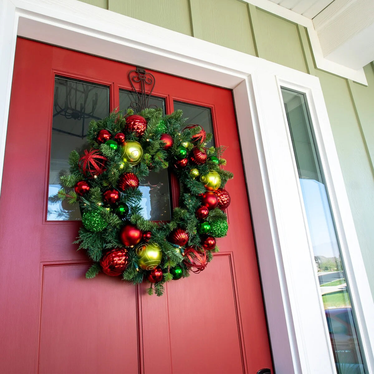 30 in. Lighted Christmas Wreath - Festive Holiday - Green