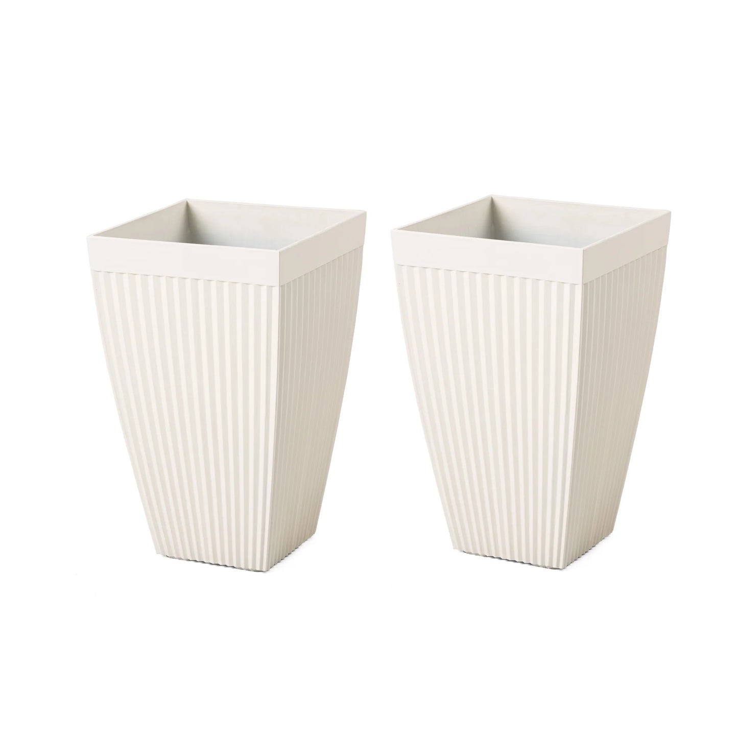 Glitzhome Oversized Eco-Friendly PE Tall Planter Porch Flowerpot (Set of 2)