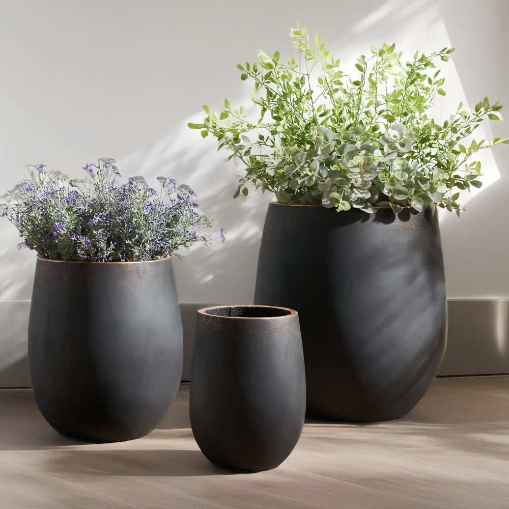 Weathered Concrete Tall Planter - Set of 3