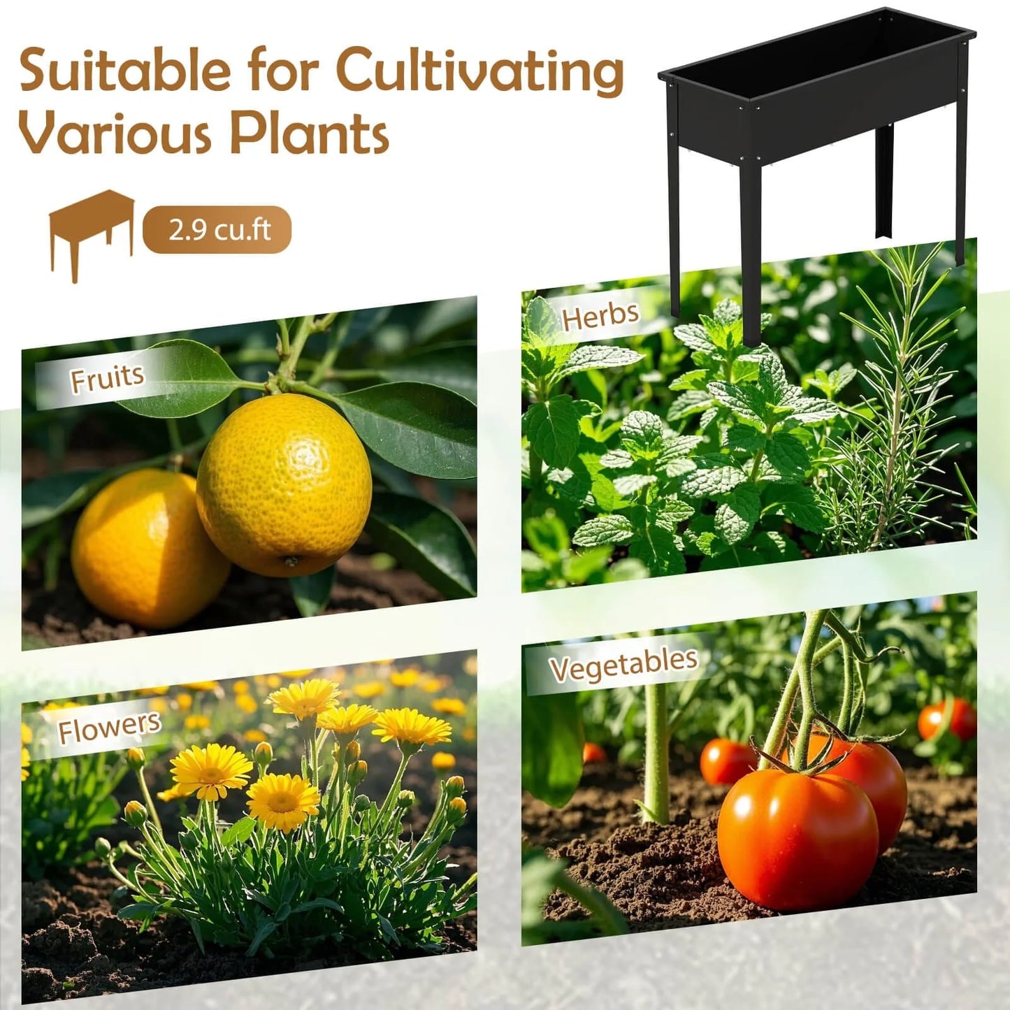Costway Raised Garden Bed Elevated Metal Planter Box with Legs - See Details