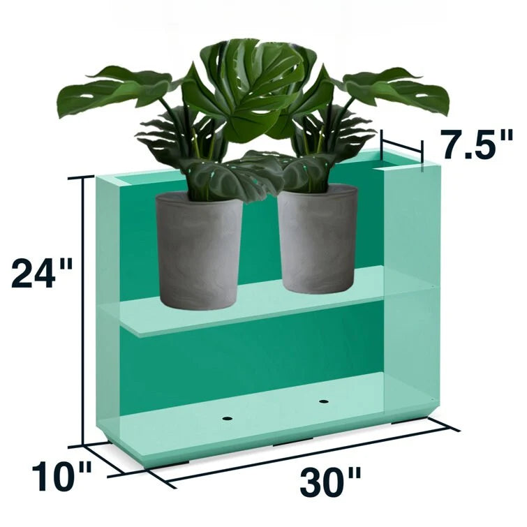 Metallic Heavy Planter for Outdoor Plants, 24.02" H x 30" W x 9.84" D	Tall and Long Metal Divider Planter Box