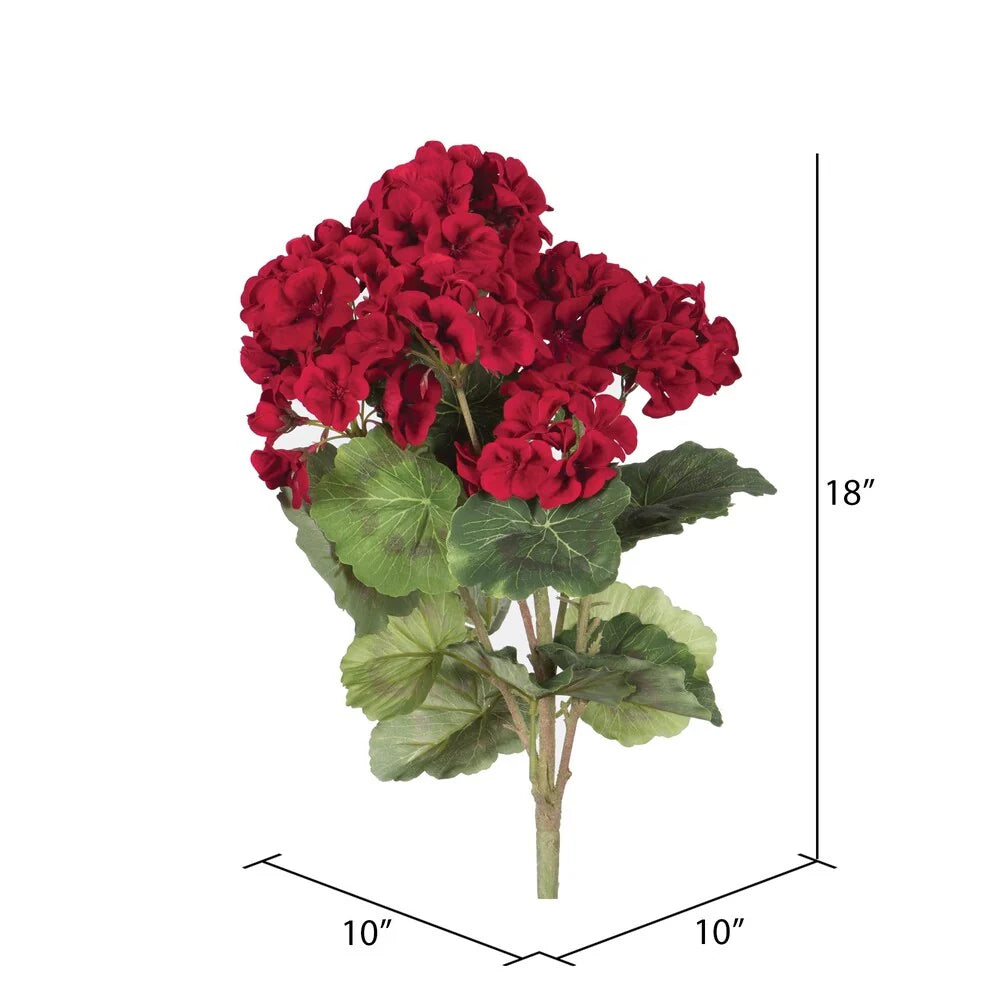 Vickerman 18" Artificial Red Geranium Bush, 4 Pack