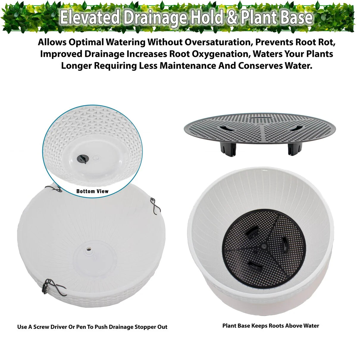 Solar Hanging Planter w/ LED Light Self-Watering Outdoor Flower Basket Hanger
