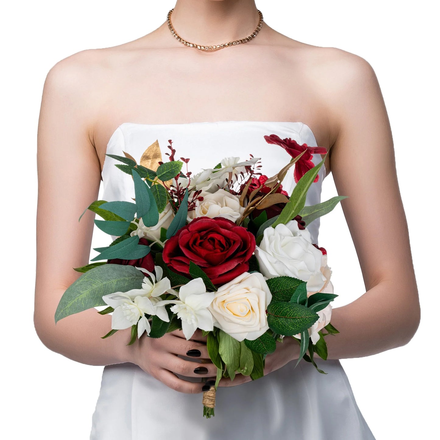 11 Inch Wedding Bouquet, Boho Bridesmaid Bouquet, Real Touch Bridal Bouquet, Floral Arrangement for Wedding