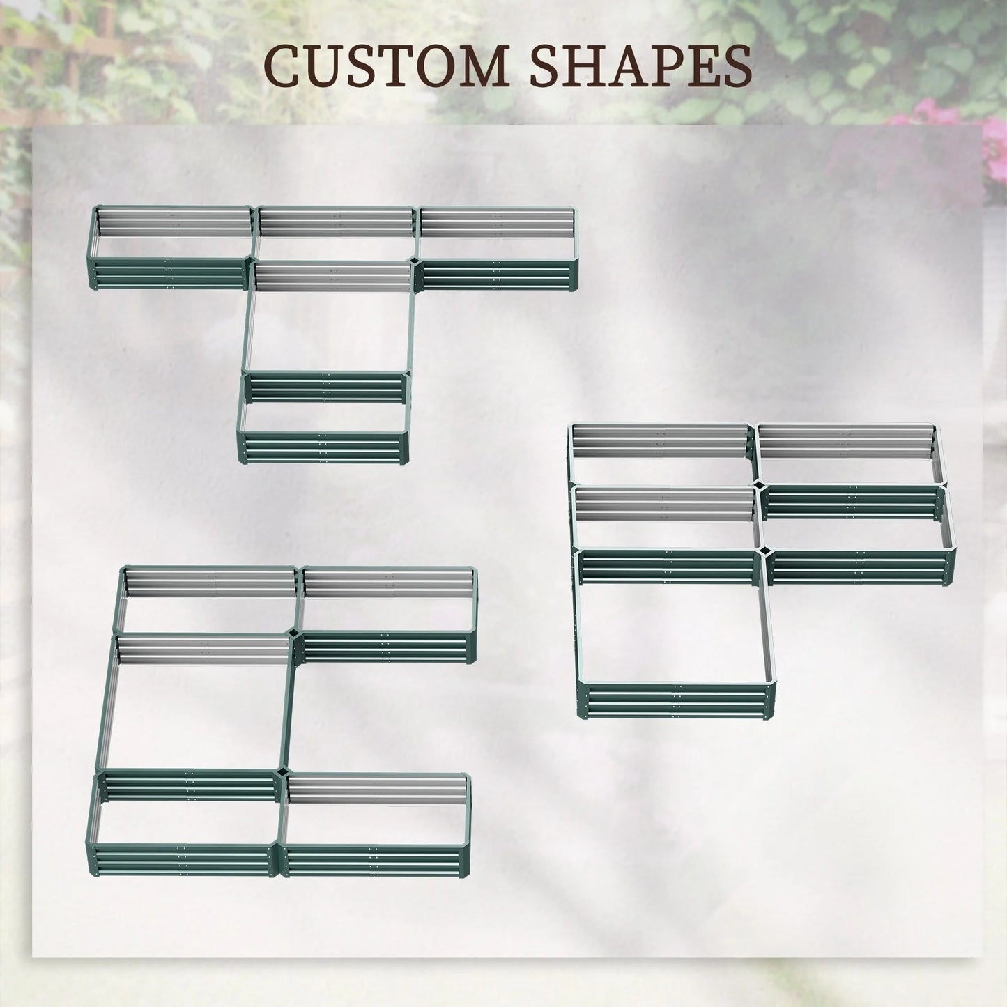 Outsunny 8 x 8' Raised Garden Bed Set, 5 Large Steel Flower Planters for Outdoor Plants, Easy Assembly