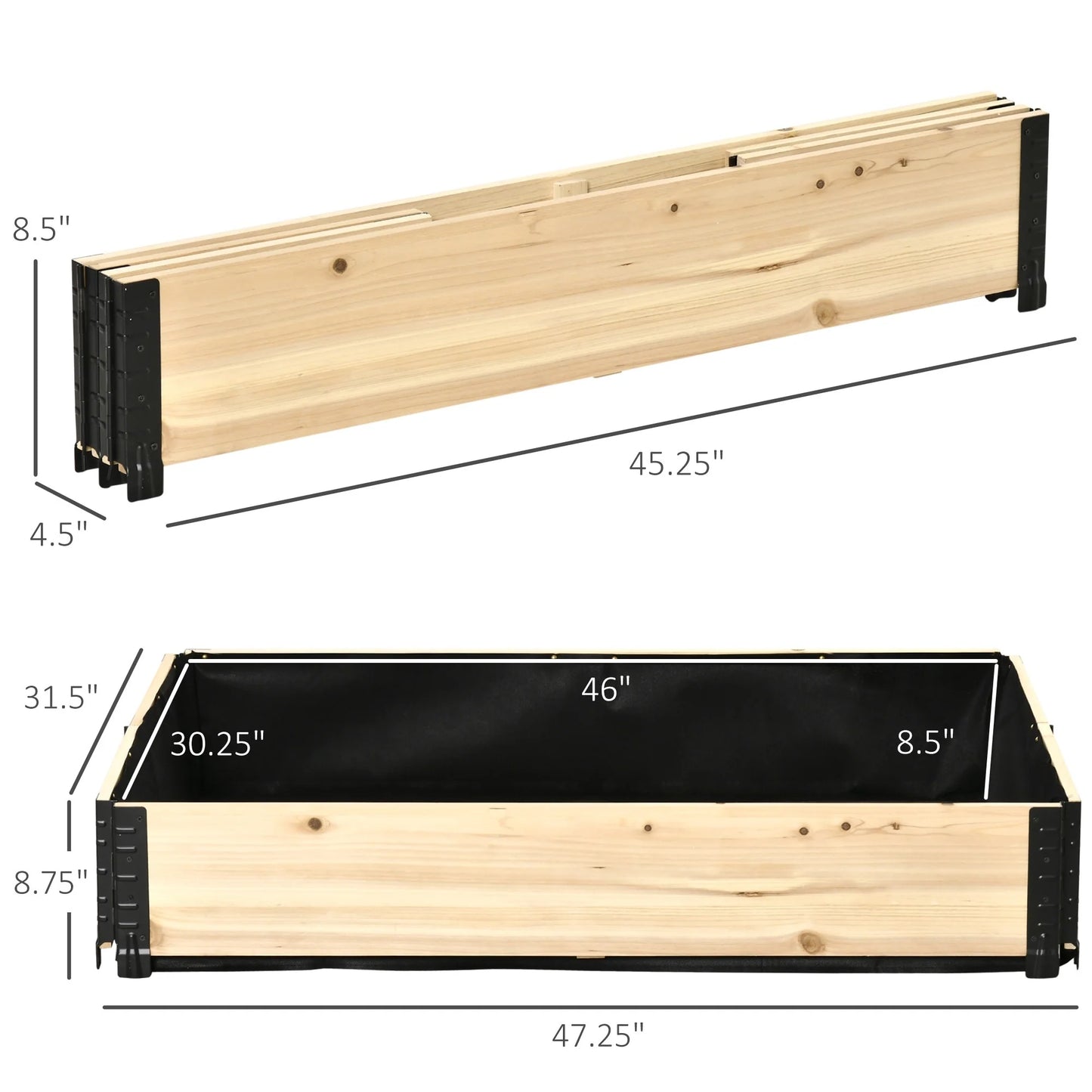 Outsunny 47'' x 31'' Raised Garden Bed Foldable Elevated Planter Box for Backyard, Patio to Grow Vegetables, Herbs, and Flowers