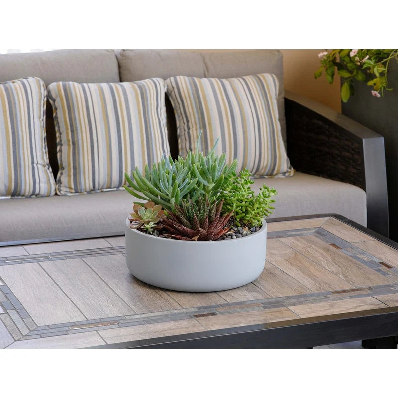 Indoor/Outdoor Large Nordic Minimalist Fiberstone Lightweight Round Bowl Planter Pot - 16, 12 inch Matte Finish