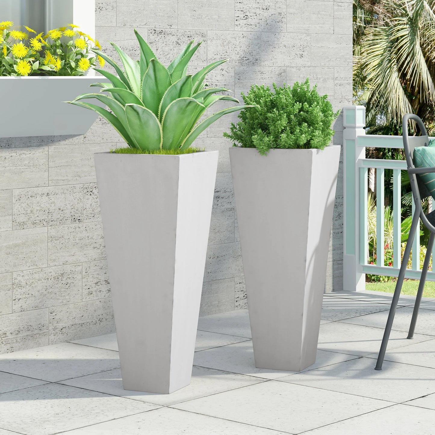 Ella Outdoor Cast Stone Outdoor Planters by Christopher Knight Home