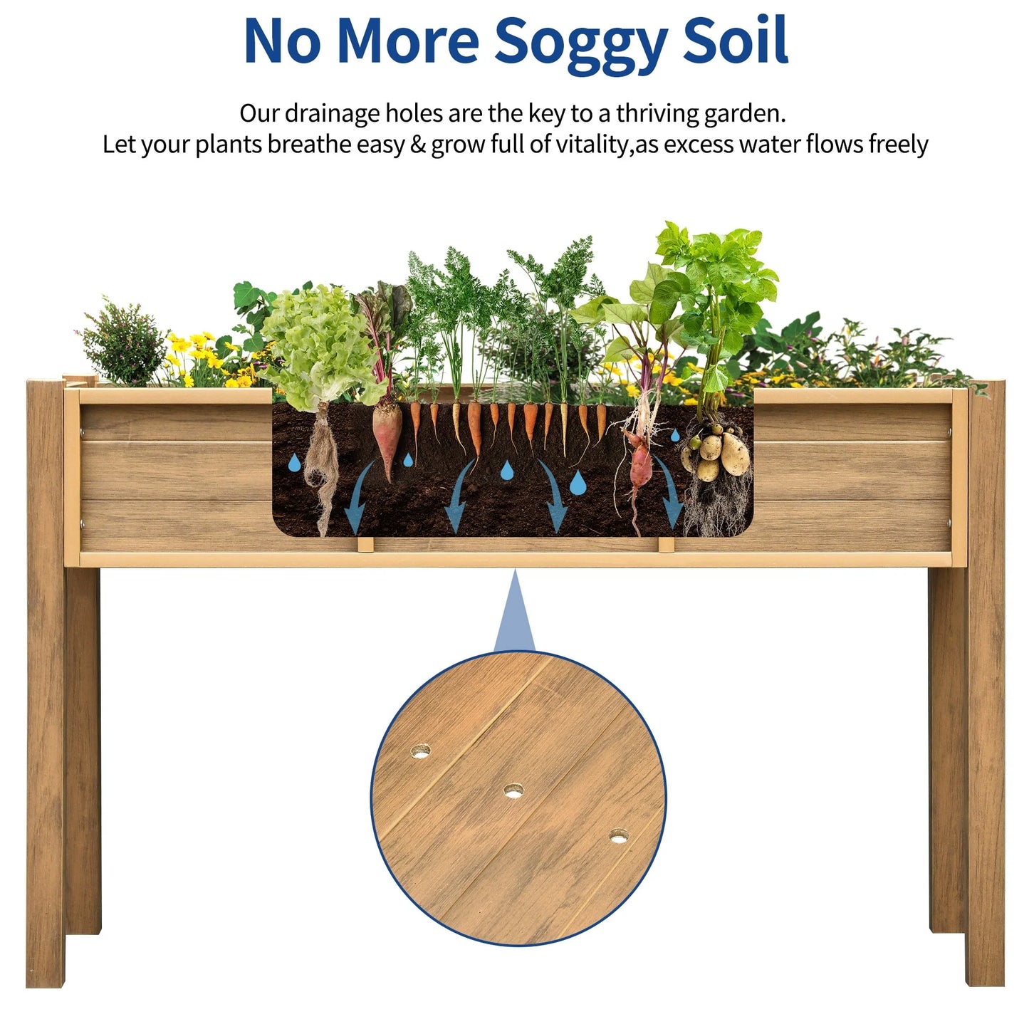 Moasis Poly Wood Raised Garden Bed Planter Box Stand for Backyard Patio Balcony