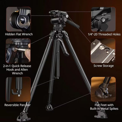 🔥 Last Day 70% OFF-Multi-Functional Hydraulic Carbon Fiber Tripod& Free shipping