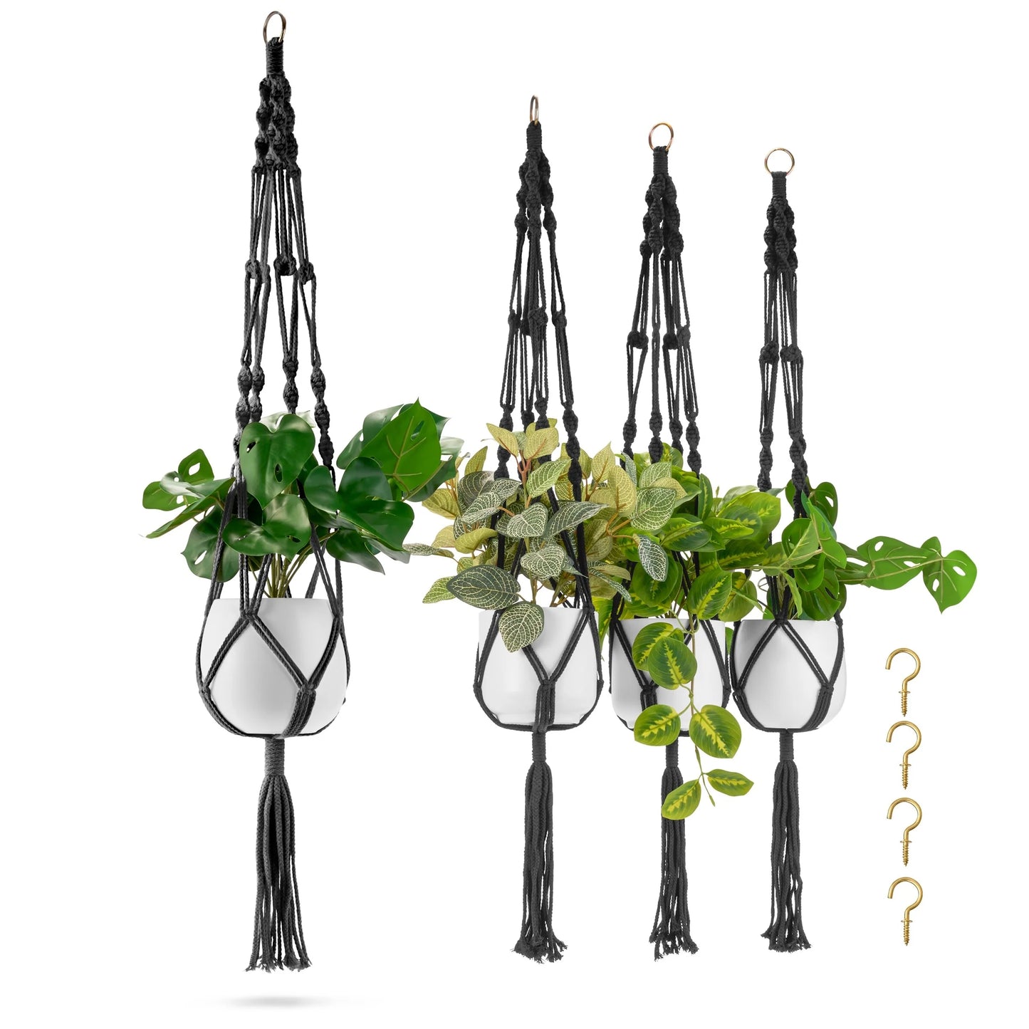 Macrame Plant Hanger (4, 6, 8 Pack) Indoor Outdoor Hanging Plant Pots Cotton Rope, Elegant for Home, Patio, Garden