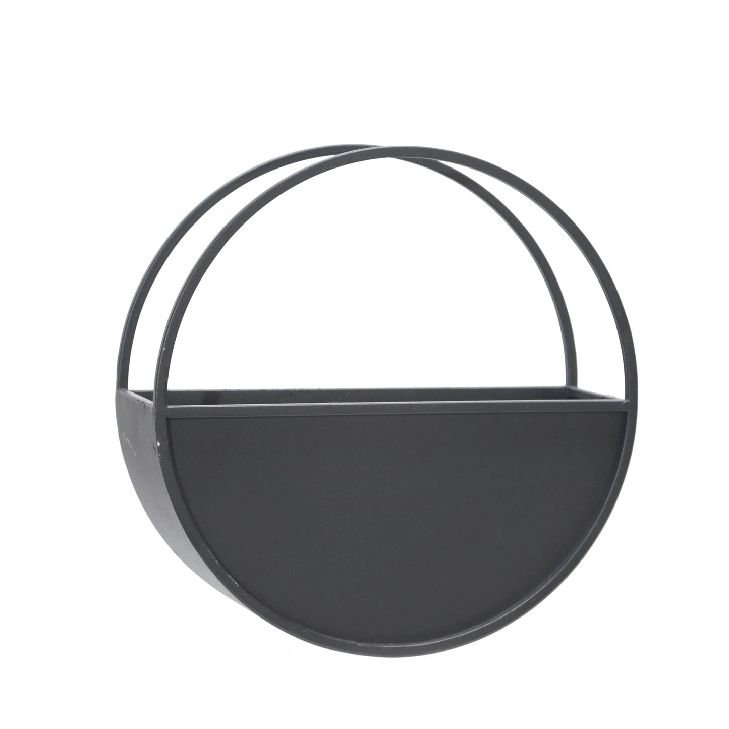 Sagebrook Home Modern Set of 2 Metal Round Wall Planters Black Iron Plant Holders for Indoor/Outdoor - 12" x 4" x 12"