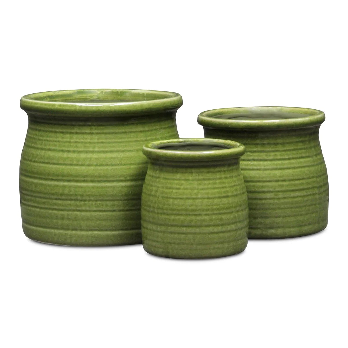 Kifon Curved Ceramic Ceramic Pot - Olive Green
