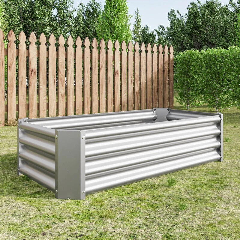 Metal Raised Garden Bed Outdoor Rectangle Planter Box for Gardening
