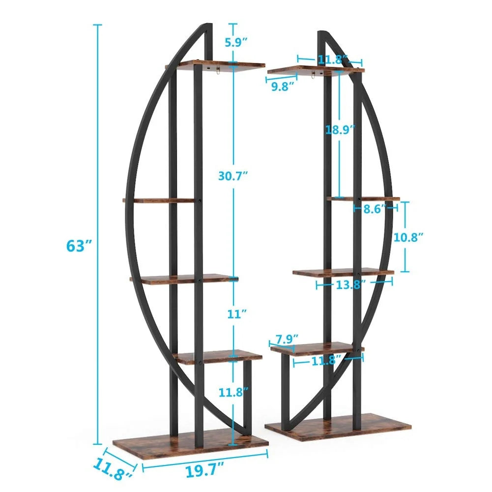Metal/ MDF 5-tier Curved Plant Stand (Set of 2)