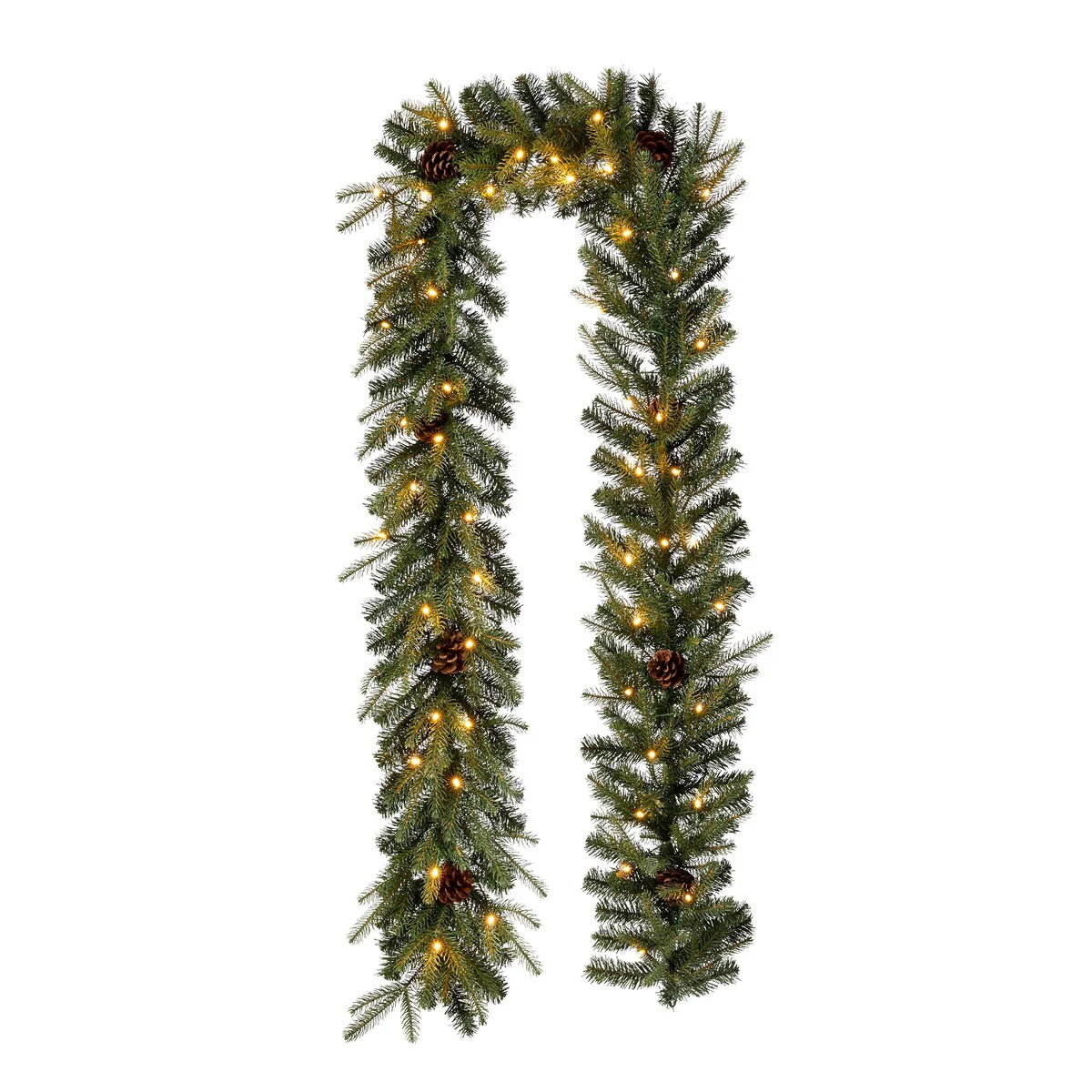 Glitzhome 9'L Pre-Lit Christmas Garland with Warm White LED Light