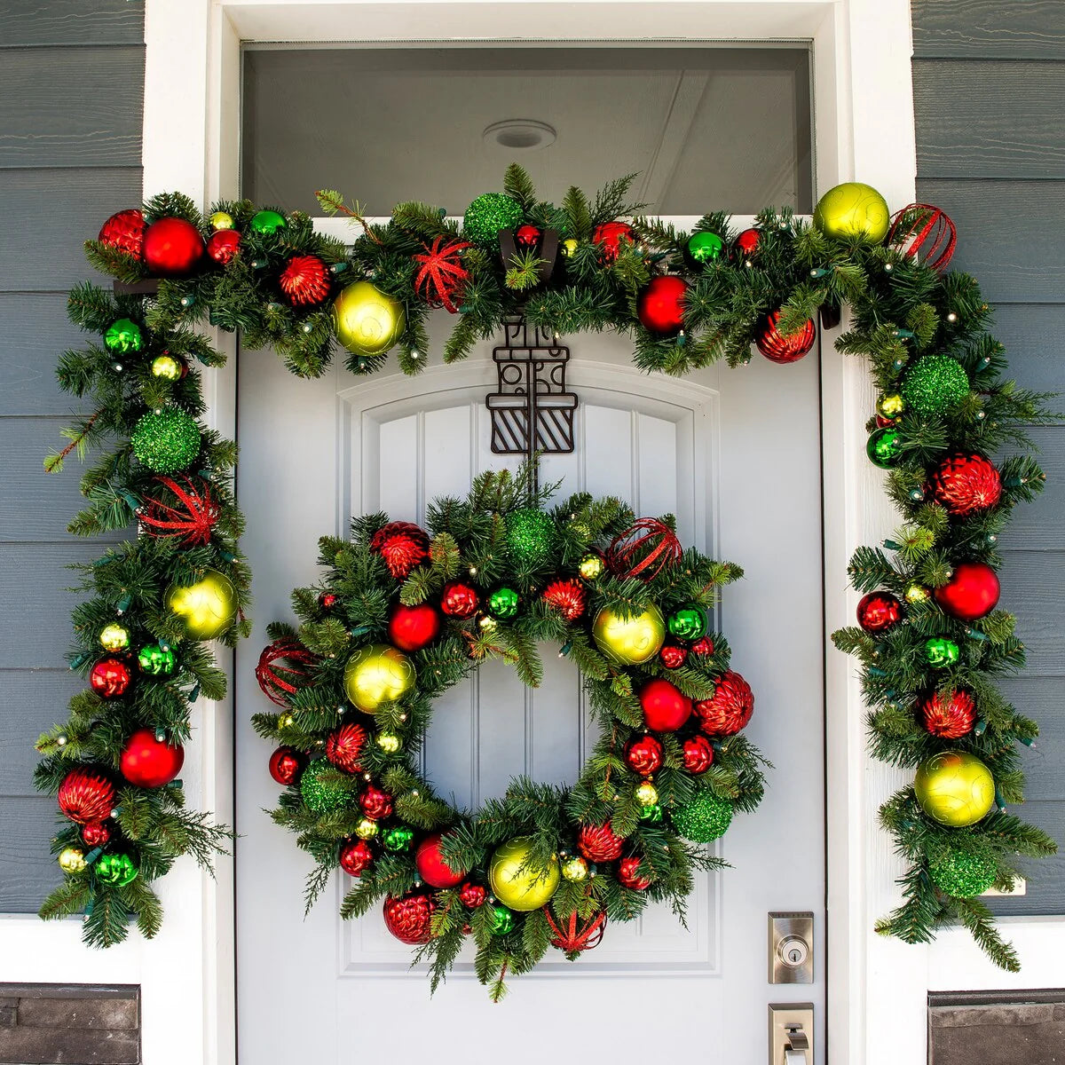 30 in. Lighted Christmas Wreath - Festive Holiday - Green