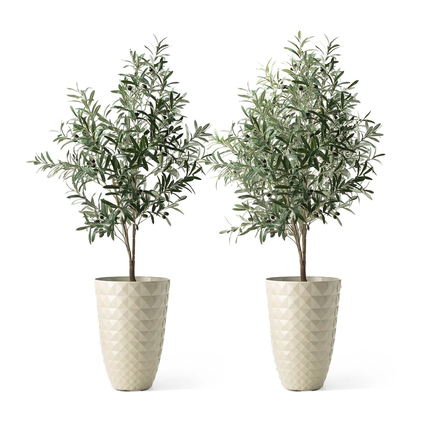 Glitzhome 19"H Set of 2 Modern Oversized Tall Planter Flowerpot Eco-Friendly Wave/ Diamond Textured Plant Pot